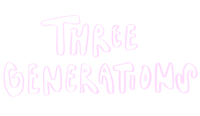 the word three generations on a black background